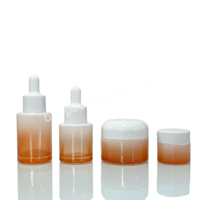 Empty Glass Cosmetic Packaging Skincare Set 20ml 30ml 50ml 10g 20g 30g 50g 60g Bottle And Cream Jar With Cap