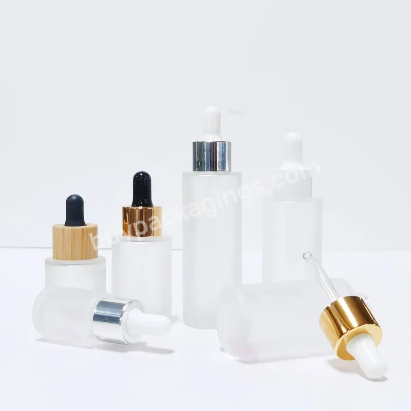 Empty Glass Dropper Bottle 30ml 40ml 50ml 60ml Frosted Glass Flat Shoulder Essential Oil Dropper Bottle