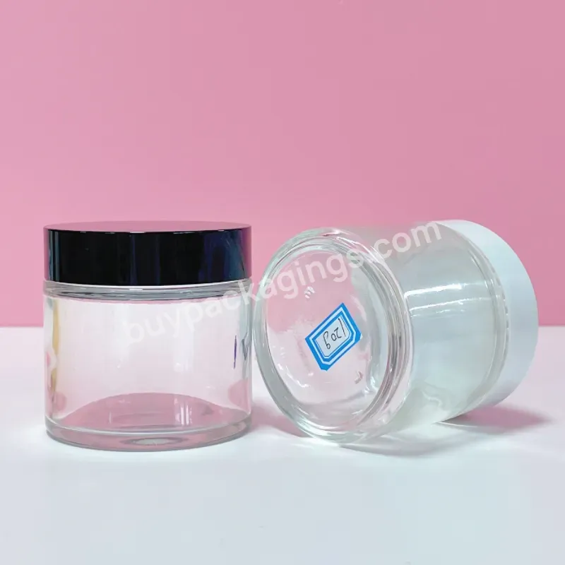 Empty Glass Face Cream Jar 5g 10g 50g 100g Refillable Body Butter Jars 1oz 4oz Cosmetic Round Clear Glass Jars With Lids