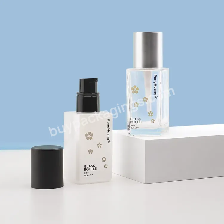 Empty Glass Lotion Bottle Makeup Cosmetic 30ml Fancy Foundation Glass Bottles For Skincare Packaging - Buy Lotion Bottle With Pump,Liquid Foundation Bottles,Cosmetic Packaging Bottle.