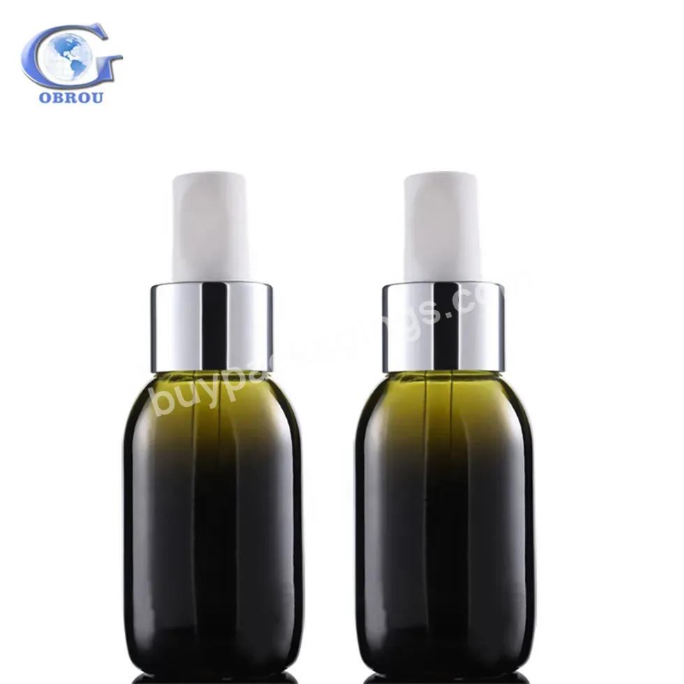 Empty Gradual Color Dark Green Facial Serum Glass Dropper Bottle 50ml Cosmetic Essential Oil Serum Bottles