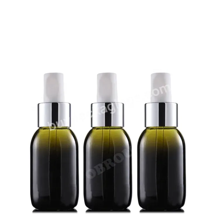 Empty Gradual Color Dark Green Facial Serum Glass Dropper Bottle 50ml Cosmetic Essential Oil Serum Bottles