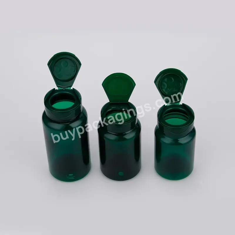 Empty Hard Gelatin Capsule Dark Green Plastic Pills Bottle Gel Pills Vitamins Cases Containers Medicine Box