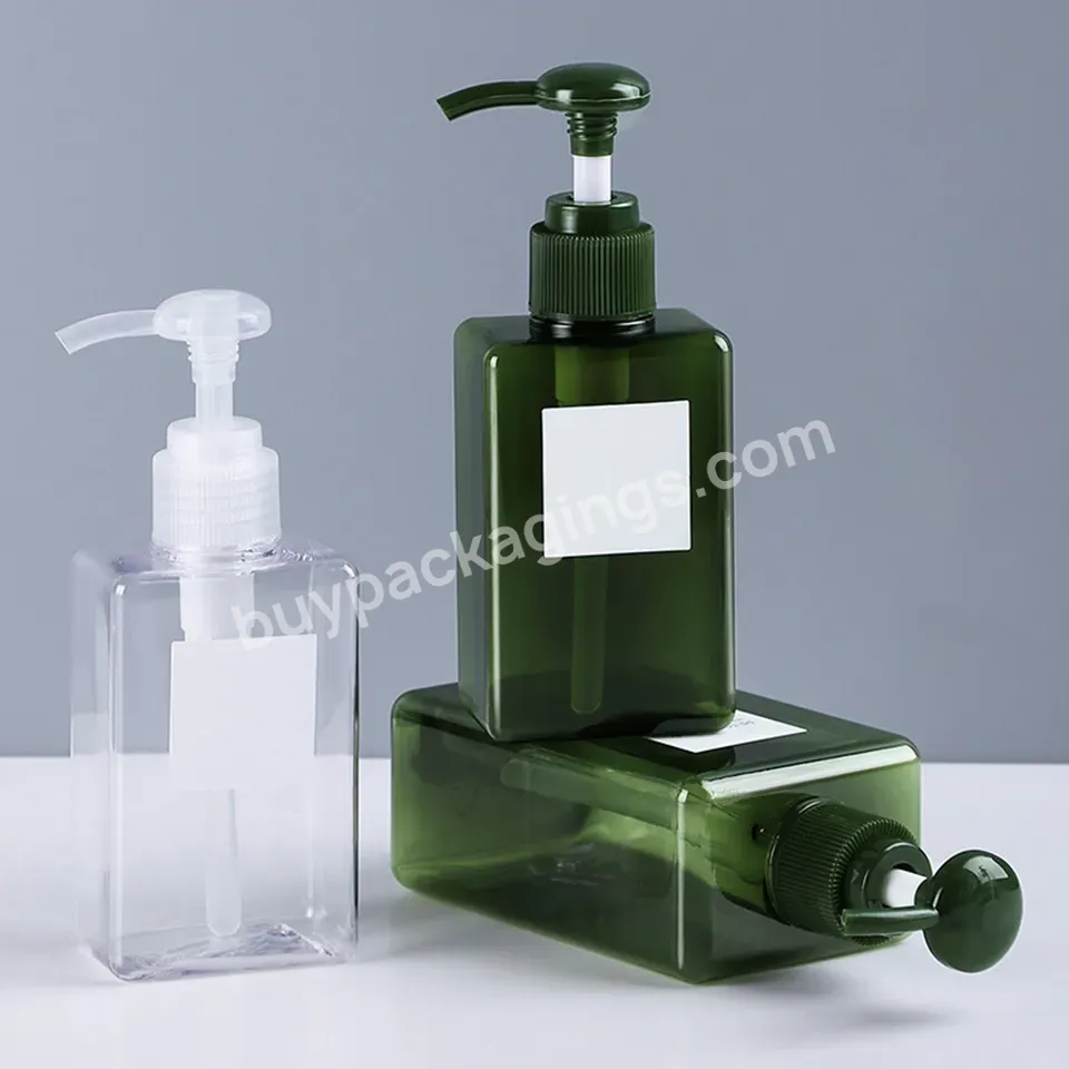 Empty Hotel 100ml 150ml 250ml 450ml 650ml Plastic Petg Black Square Pump Lotion Shampoo Bottles