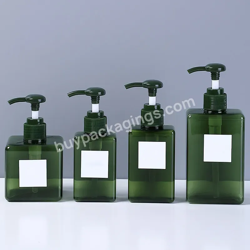 Empty Hotel 100ml 150ml 250ml 450ml 650ml Plastic Petg Black Square Pump Lotion Shampoo Bottles