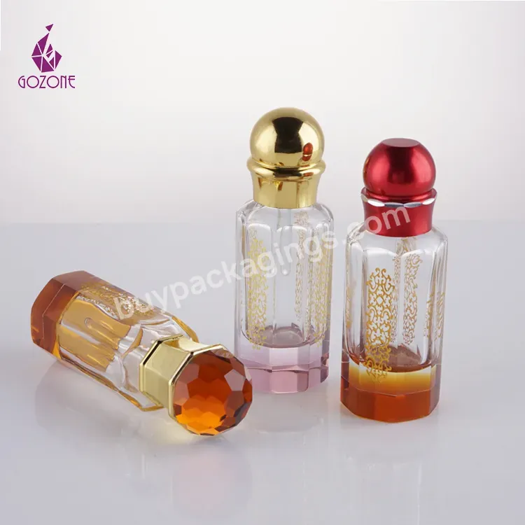 Empty Perfume Bottles 3ml 6ml 12ml Crystal Decorative Attar Glass Essential Oil Bottles