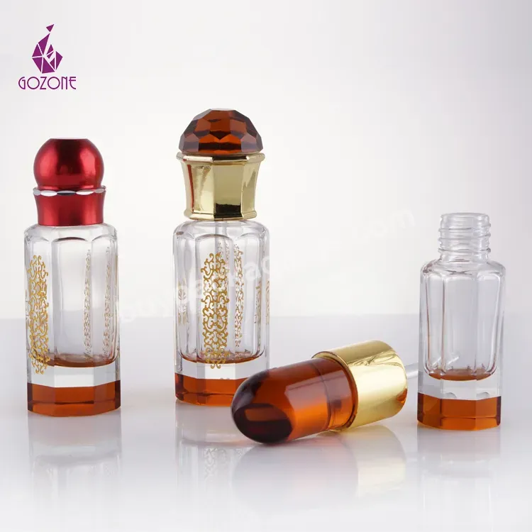 Empty Perfume Bottles 3ml 6ml 12ml Crystal Decorative Attar Glass Essential Oil Bottles