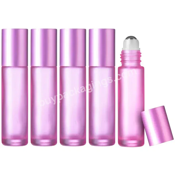 Empty Perfume Roll On Glass Bottle Essential Oil Roller Glass Bottles Matte Color 10 Ml Cherry