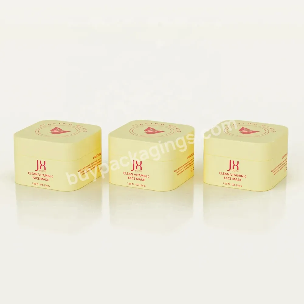 Empty Pet Plastic 5ml 10ml 20ml 30ml 50ml Light Yellow Square Cosmetic Jar For Cream Cosmetic Packaging Containers