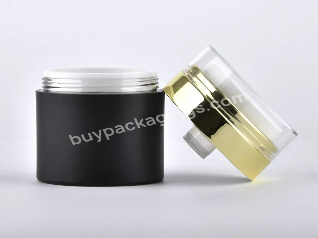 Empty Pet Plastic Black 100g Round Eye Cream Skincare Product Packaging Golden Line Screw Cap Cream Jar