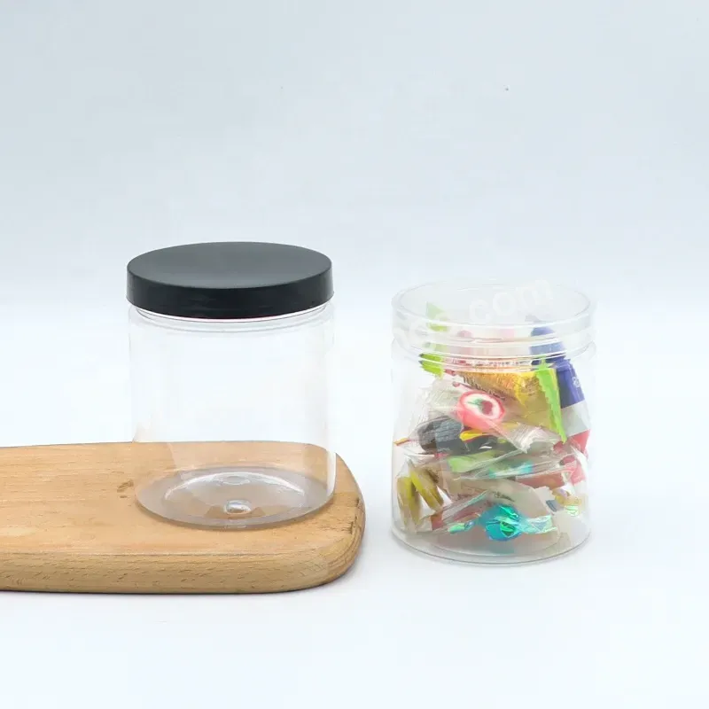 Empty Pet Plastic Storage Food Grade Candy Cookie Container Jar With Lid For Food Packaging