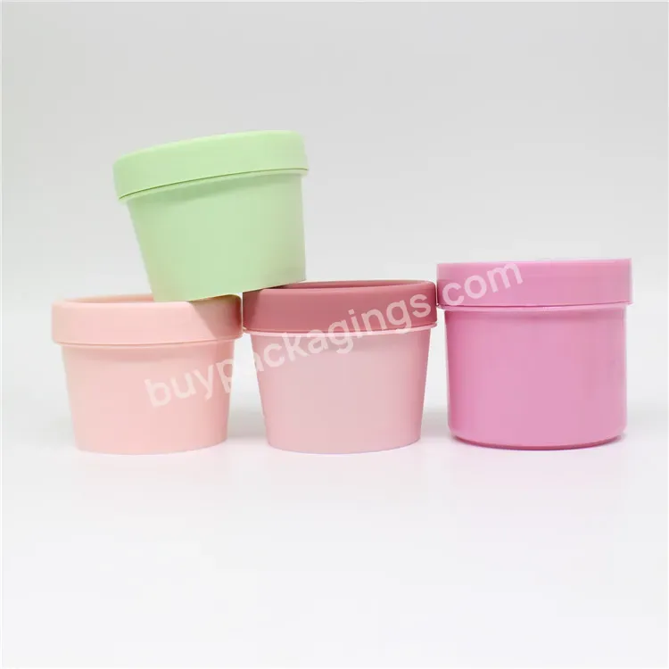 Empty Pink Green Yellow 50ml 100ml 200ml 250g Face Packaging Body Butter Plastic Pp Body Butter Scrub Salt Jar With Screw Lid