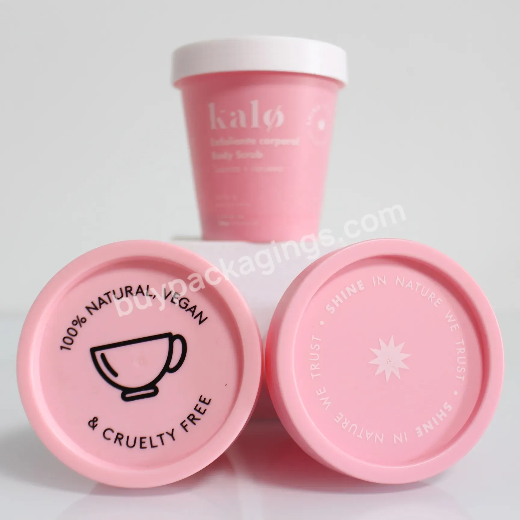 Empty Pink Green Yellow 50ml 100ml 200ml 250g Face Packaging Body Butter Plastic Pp Body Butter Scrub Salt Jar With Screw Lid