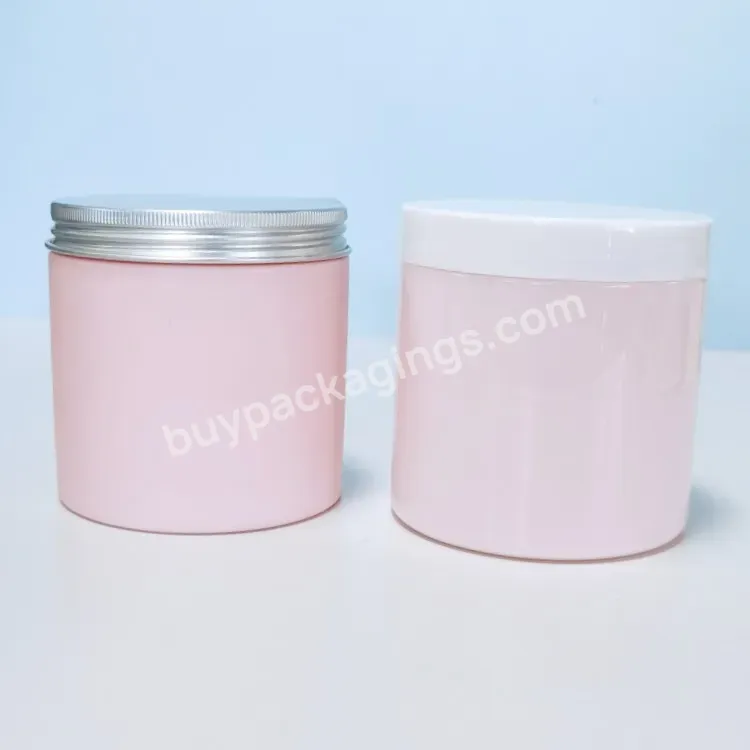 Empty Plastic Cream Jar Round Pink Face Facial Cream Pots Body Scrub Cosmetic Pet Plastic Container With Gold Lids