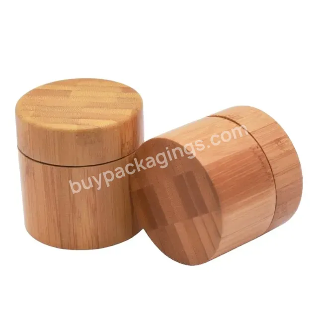 Empty Refillable Cosmetic Clear Round Glass Jars With Bamboo Lids Little Fancy Bamboo Top Body Butters Glass Jars Wood Lid