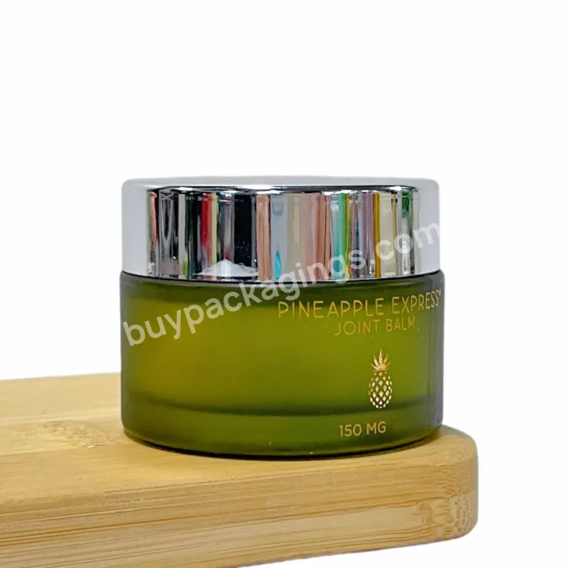 Empty Round 5g 10g 15g 30g 50g 60g Matt Green Glass Frosted Empty Hair Cream Scrub Lip Balm Jar Cosmetic Body Butter Container