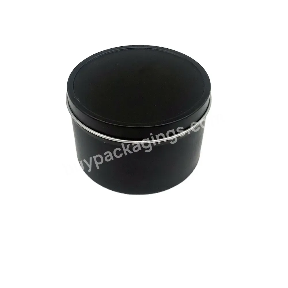 Empty Round Black Candle Tin Can