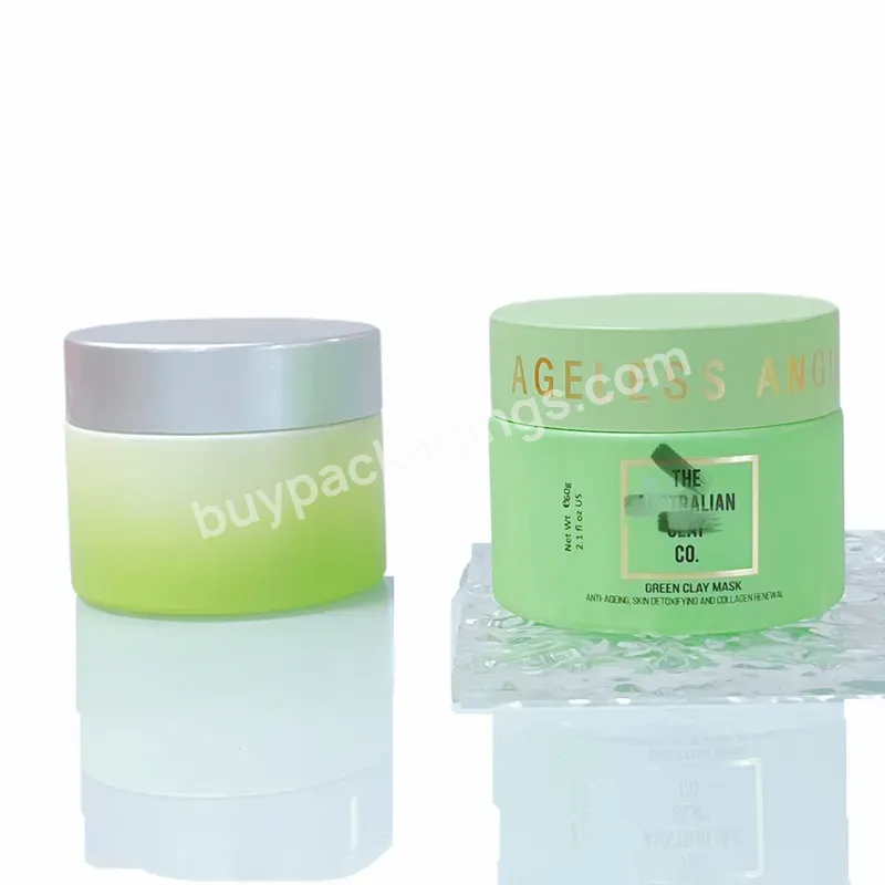 Empty Round Cosmetic Thick Bottom 15g 20g 30g 50g 2oz Matte Gradient Green Glass Coated Jar Cosmetic