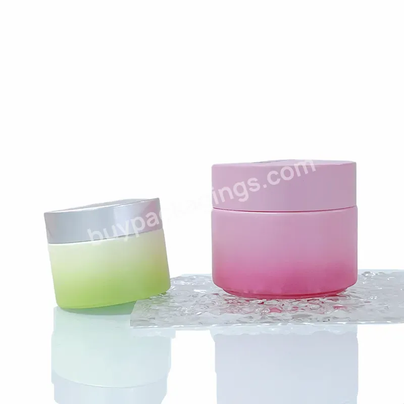 Empty Round Cosmetic Thick Bottom 15g 20g 30g 50g 2oz Matte Gradient Green Glass Coated Jar Cosmetic