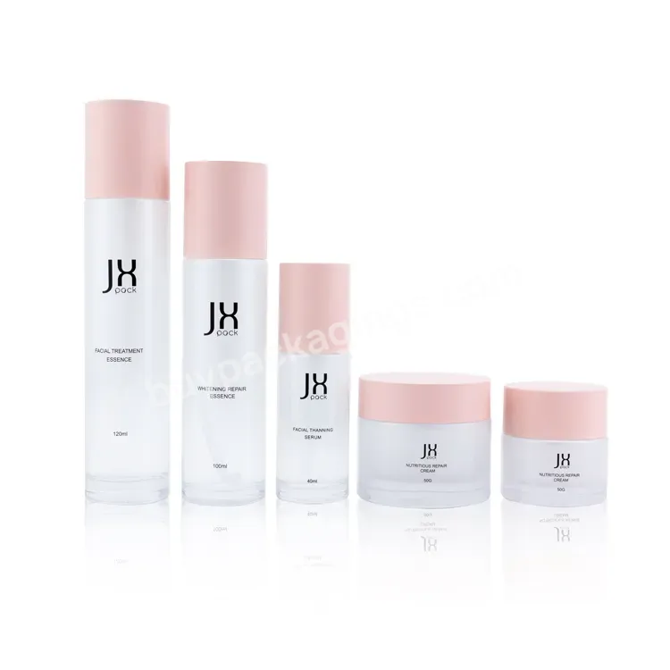 Empty Round Cream Pump Bottle Set For Skincare Clear Luxury Body Lotion Container Packaging Glass Cosmetic Spray Bottles