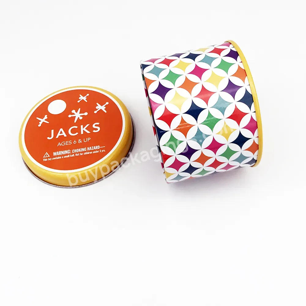 Empty Round Decorative Small Round Game Tin Can For Jack And Ball