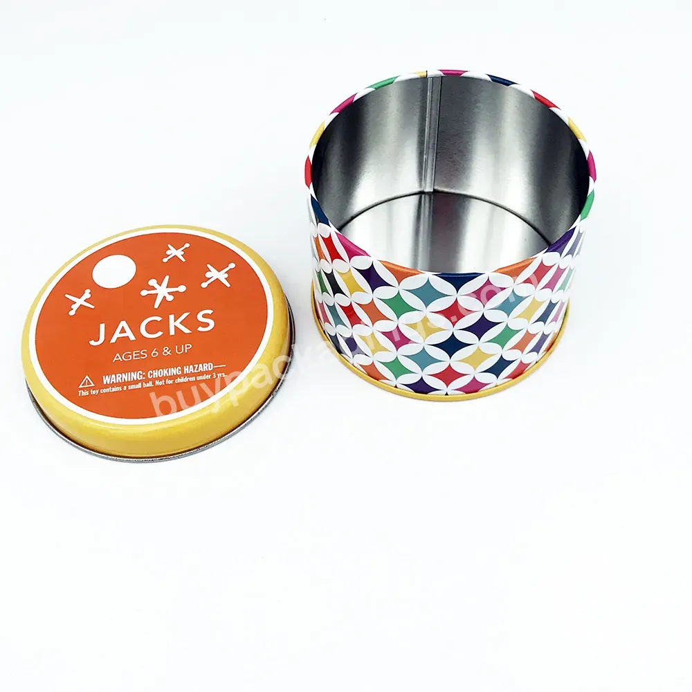 Empty Round Decorative Small Round Game Tin Can For Jack And Ball