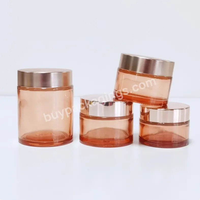 Empty Round Glass Jar With Gold Lid For Eye Cream Body Butter Cosmetic Packaging Jar