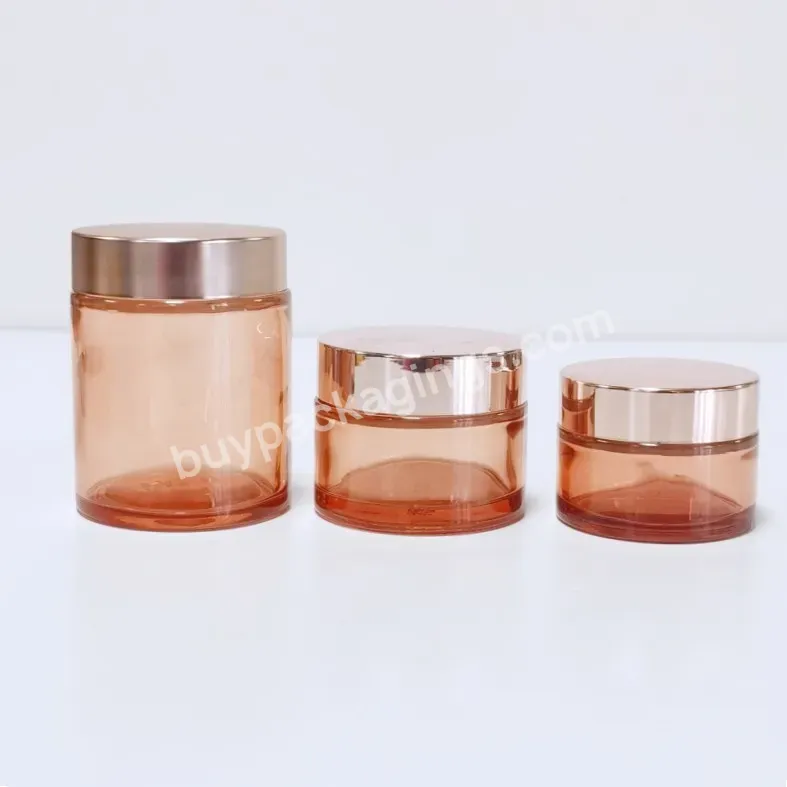 Empty Round Glass Jar With Gold Lid For Eye Cream Body Butter Cosmetic Packaging Jar