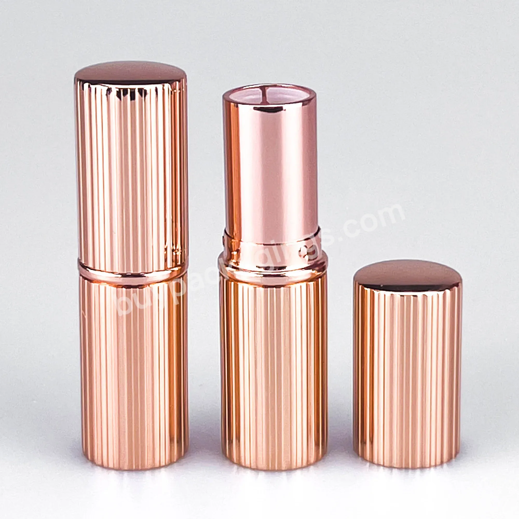 Empty Shiny Rose Gold Round Empty Aluminum Shell Lipstick Tube Container