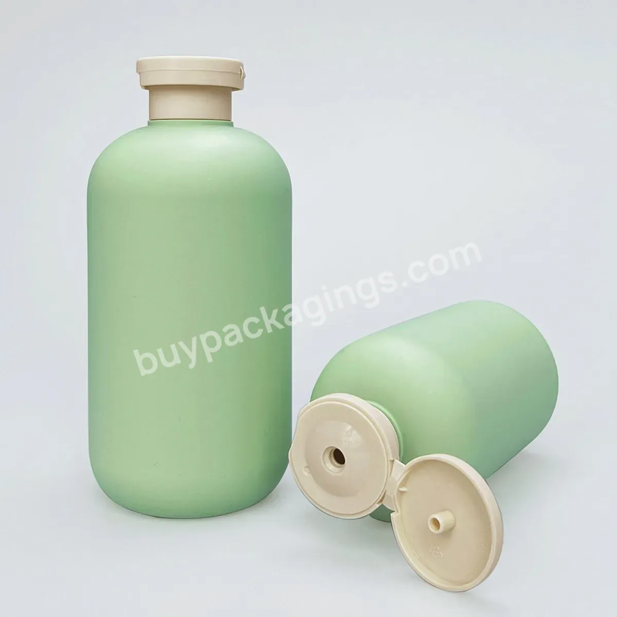 Empty Skincare Packaging 200ml 250ml 300ml 400ml 500ml Green Hdpe Plastic Lotion Bottle W/flip Cap For Shower Gel/shampoo