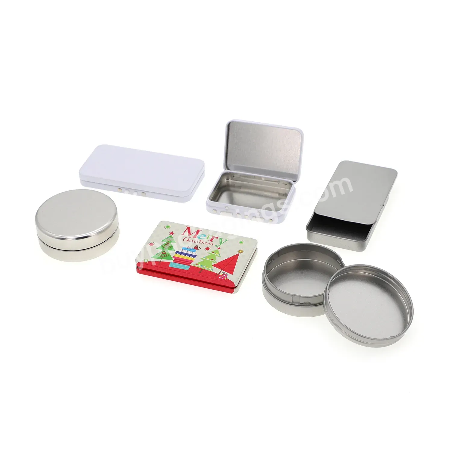 Empty Small Emboss Tin Case Custom Metal Packing Box Plain Slide Rectangular Tin Can Container Slide Metal Tin Box