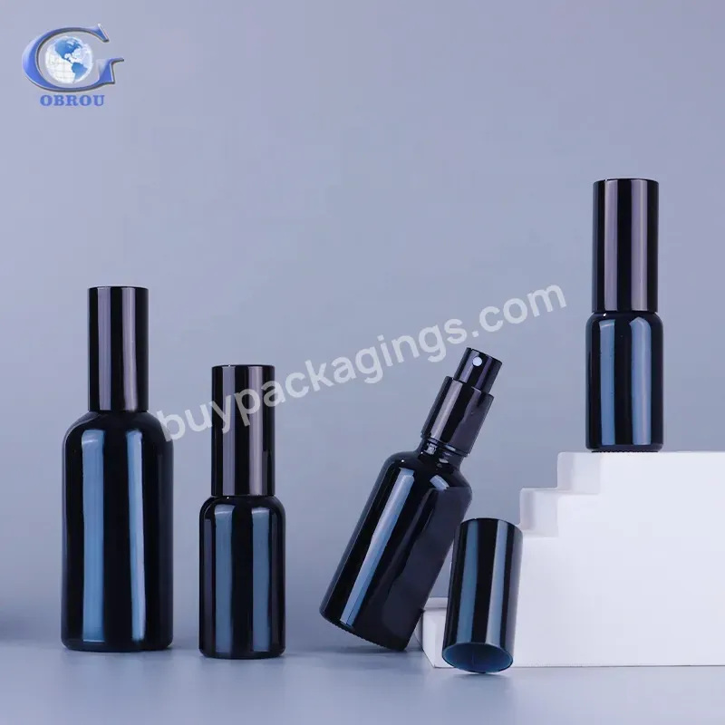 Empty Spray Bottles Shiny Black Essential Oil Glass Aromatherapy 20ml 30ml 50ml Bottle For Massage Oil