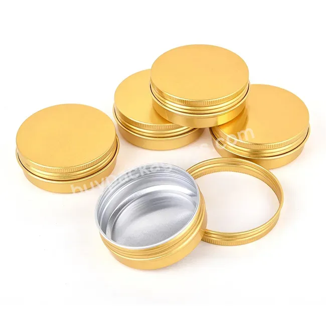 Empty Storage Container 2oz Gold Metal Tins 60g 60ml Round Tin Box Engraved Round Aluminum Tin Jar With Screw Top