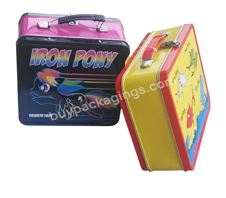 Empty Tin Lunch Box With Handle And Lock
