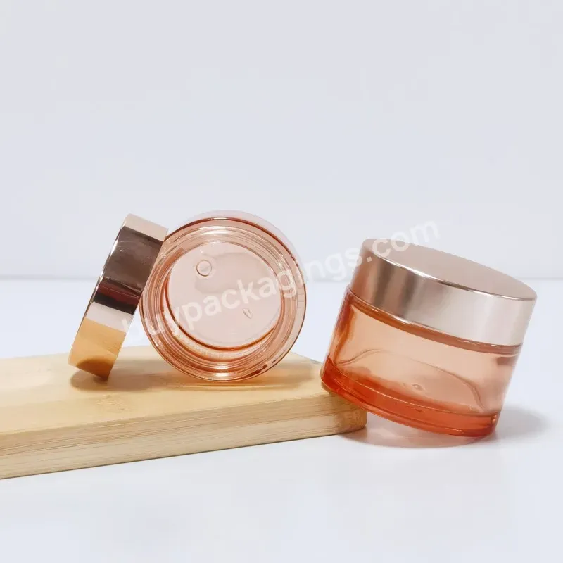 Empty Transparent Glass Cream Vials Lotion Jars Cosmetic Storage Cream Pot With Rose Gold Cap - Buy Cosmetics Cream Glass Jar,Body Scrub Jar,30ml Cream Jar.