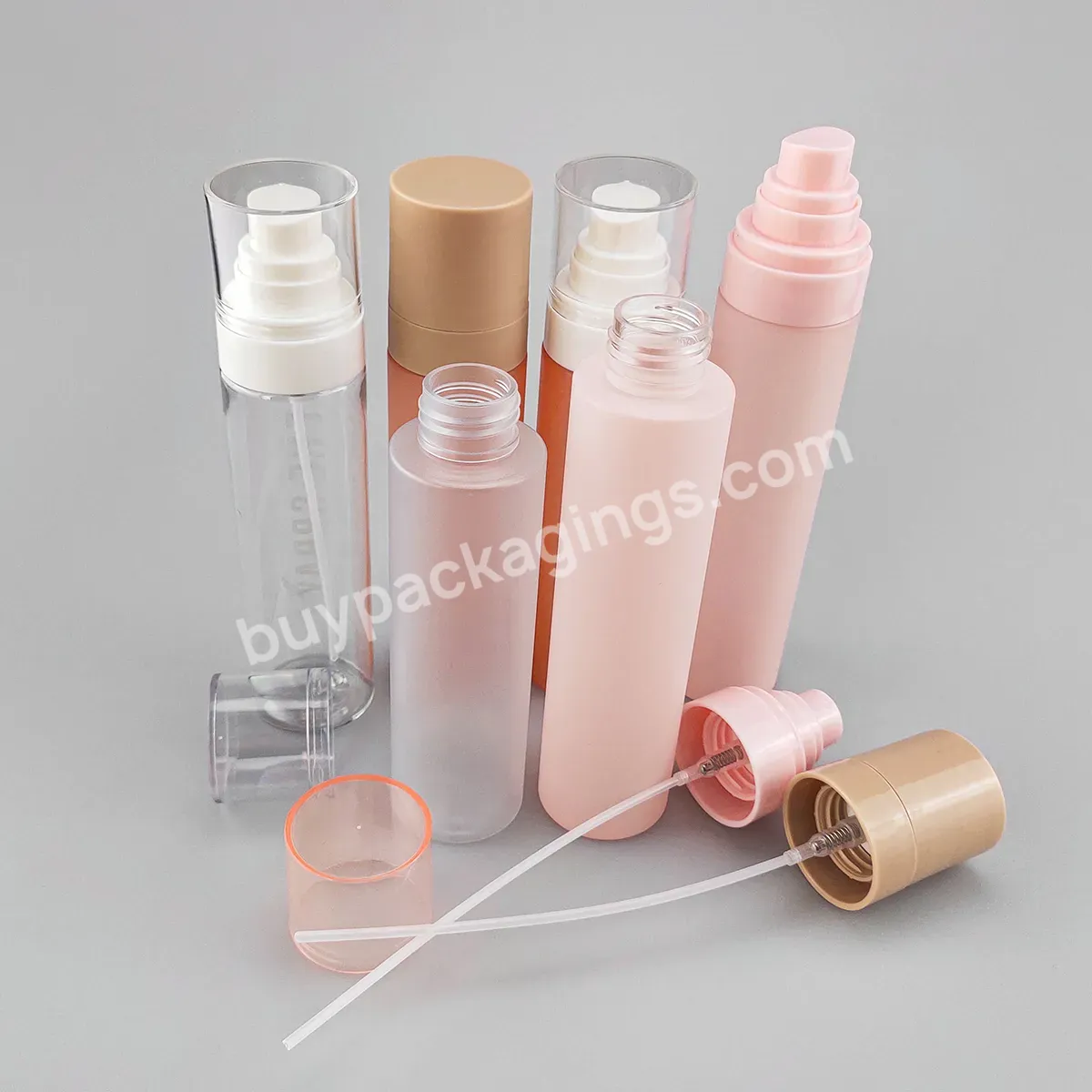 Empty Transparent Round With Black Plastic Screw Cap Spray Bottle 50ml 80ml 100ml 120ml Plastic Spray Bottles