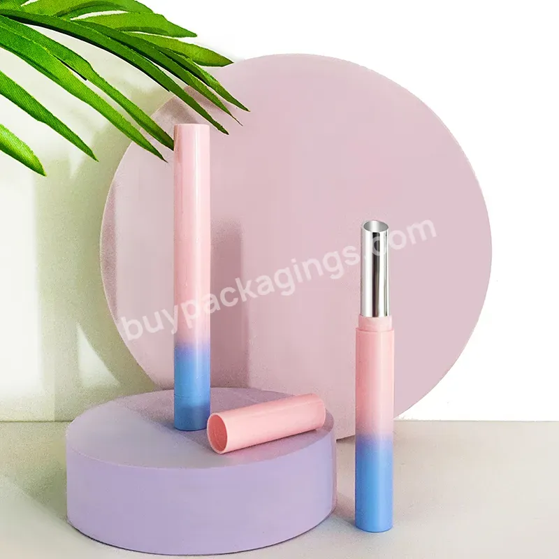 Empty Wholesale Customised Slender Lipstick Tube Plastic Pink Round Shaped Lipstick Container Luxury Lipbalm Tube