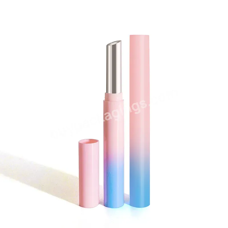 Empty Wholesale Customised Slender Lipstick Tube Plastic Pink Round Shaped Lipstick Container Luxury Lipbalm Tube