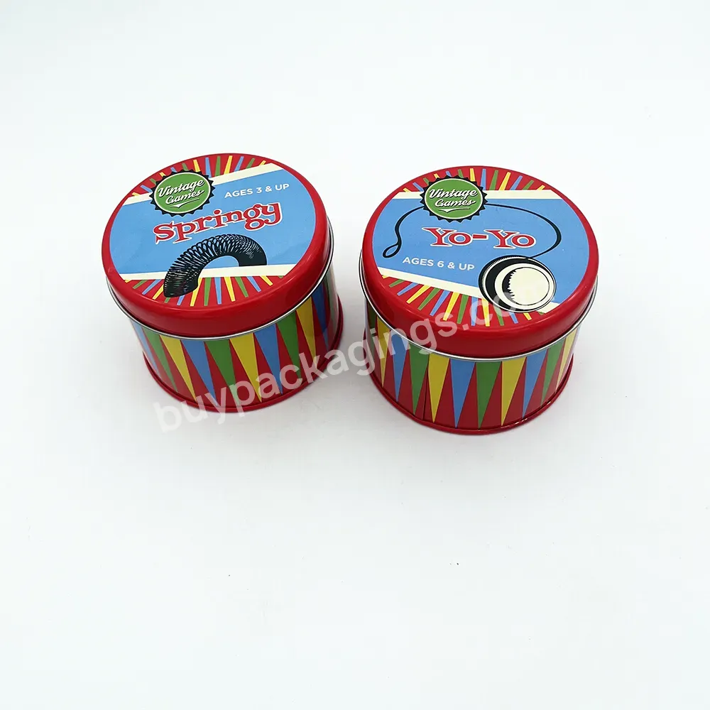 Empty Yo-yo And Spring Packaging Tin Box