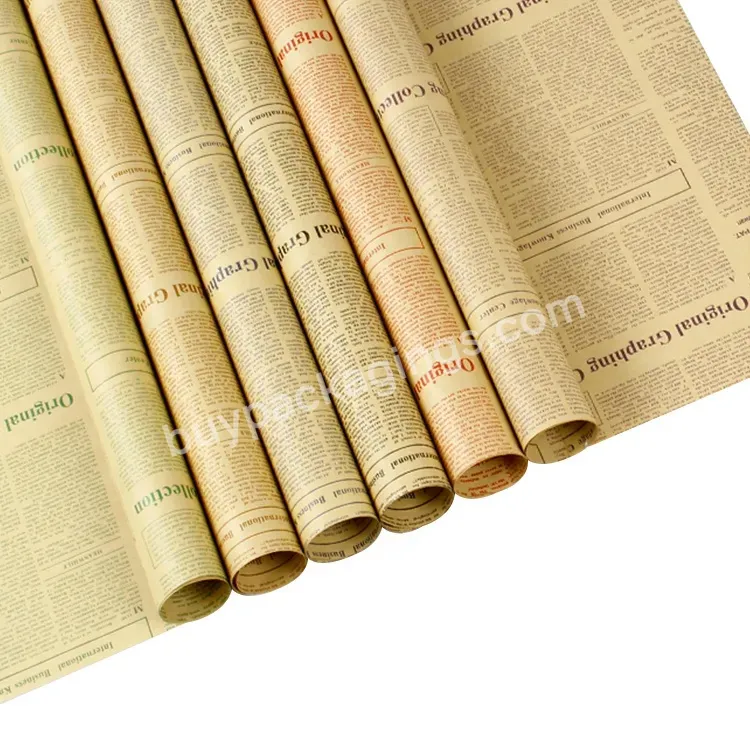 English Newspaper Flower Wrapping Paper Design Vintage Kraft Paper Latest Fashion 40 Sheets/bag Craft Paper Wood Pulp 70gsm