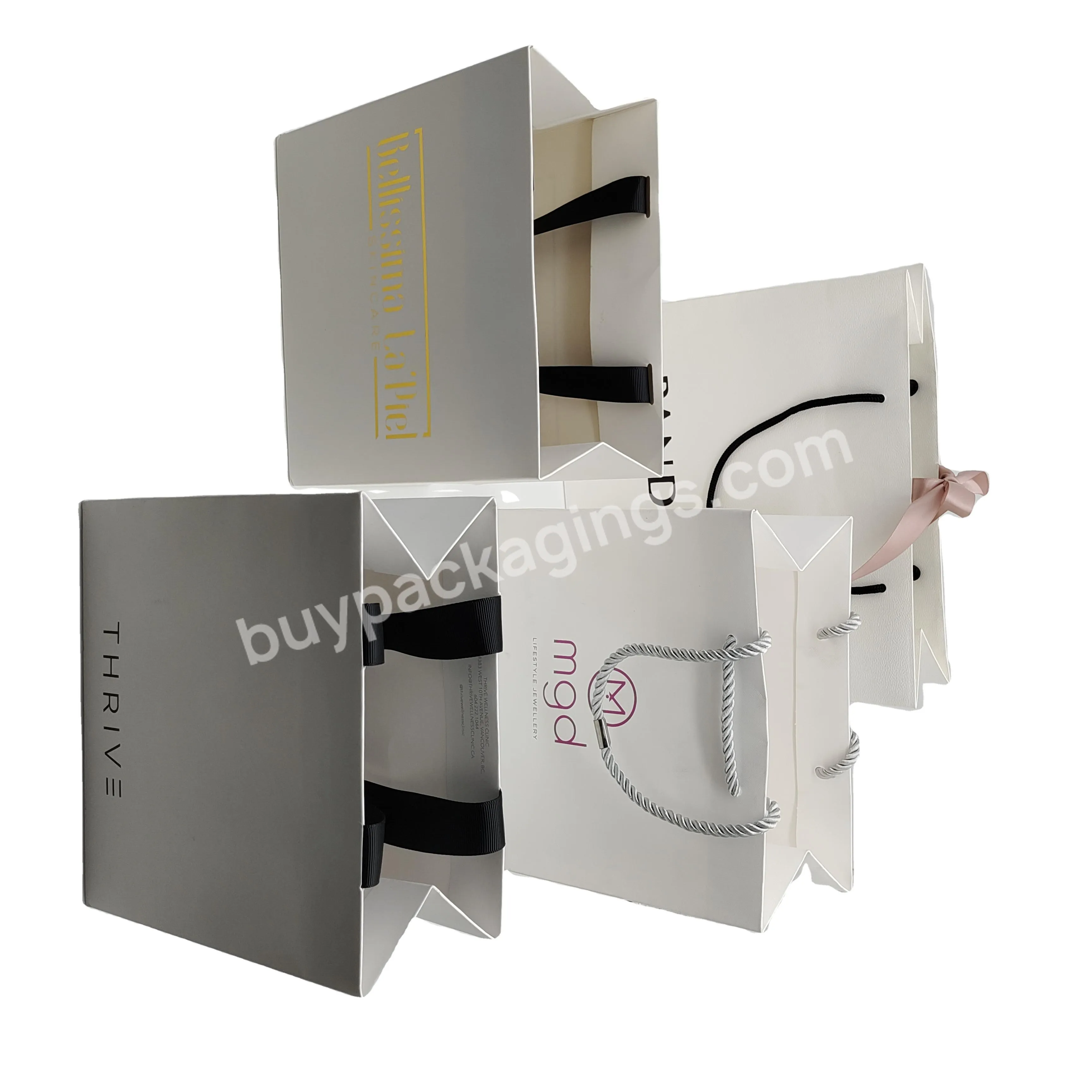 Environment Friendly Luxury Cosmetic Packaging Coated Art Laminated Paper Gift Bags For Nail Tools And Jewelry