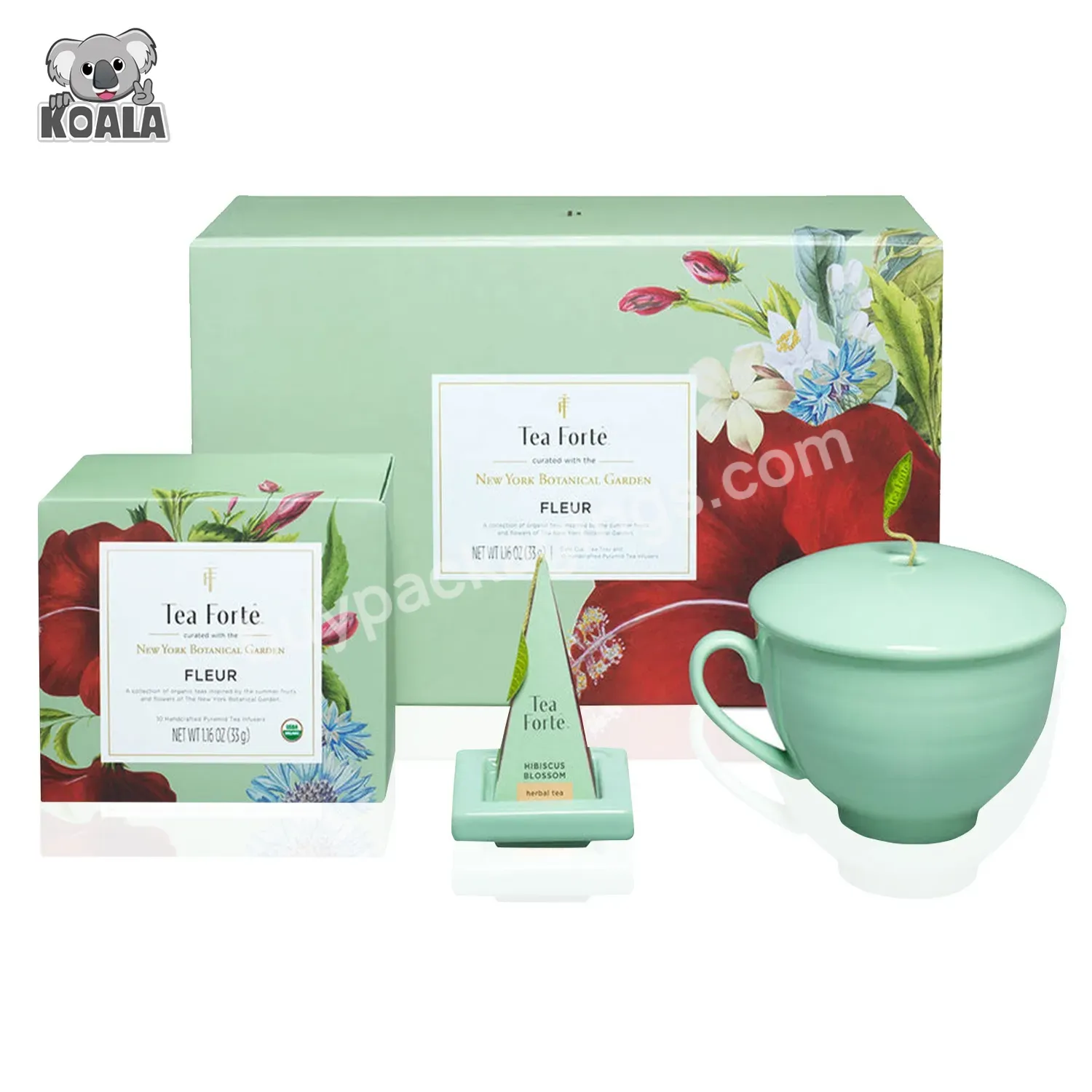 Environmental Certified 100% Recyclable Custom Floral Beauty Elegant Foldable Magnetic Paper Tea Cup And Saucer Mugs Packaging B