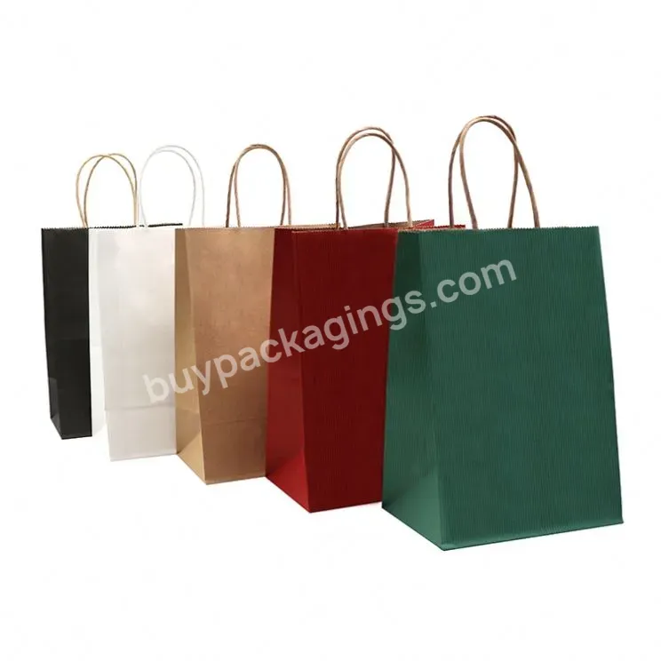 Environmental Protection Bags Natural Kraft Carrier Twisted Paper Carry Bag With Handle