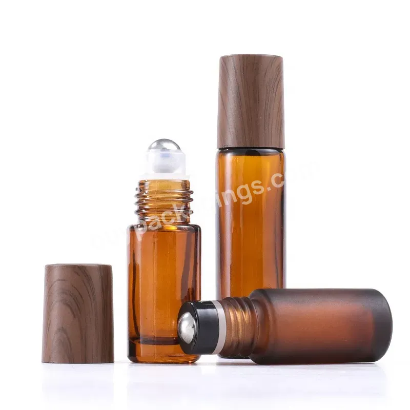 Essential Oil 5ml Custom Brown Roll On Glass Bottle 5ml 10ml 15ml Perfume Roller Bottle