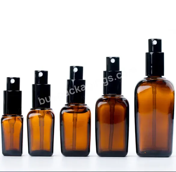 Essential Oil And Personal Care Perfume Amber Square Glass Pump Spray Bottles 5ml/10ml/15ml/30ml/50ml