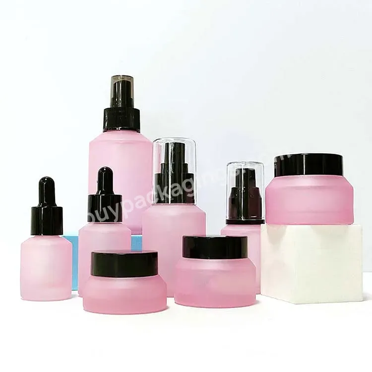 Essential Oil Bottle 5ml 10ml 15ml 20ml 30ml 50ml 100ml Frosted Pink Glass Bottle With Calibrated Glass Pipette