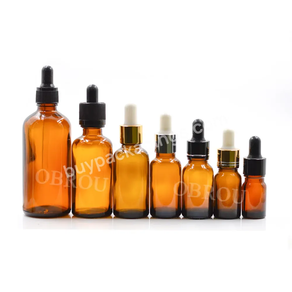 Essential Oil Dropper Bottle 10ml 15ml 30ml 50ml 100ml Amber Glass Liquid Bottle With Screw Dropper Cap