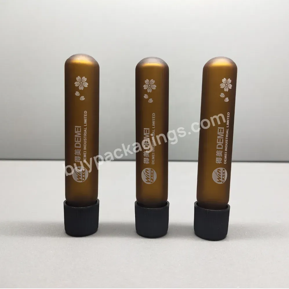 Essential Oil Frosted Amber Color High Borosilicate Tube Glass Bottle With Screw On Plastic Lids