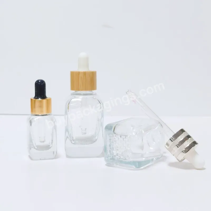 Essential Oil Glass Bottle High-quality Cosmetic Packaging Sub Packaging Liquid Bottle Square Thick Bottom Dropper Bottle