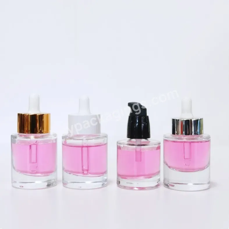 Essential Oil Glass Dropper Bottle Thicken Bottom Flat Shoulder Thick Bottom 30ml Cosmetic Glass Serum Bottle